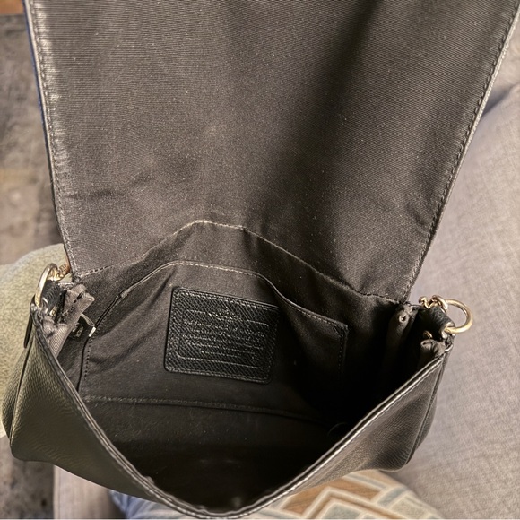 Coach Purse Black With Silver Chain - Picture 4 of 5